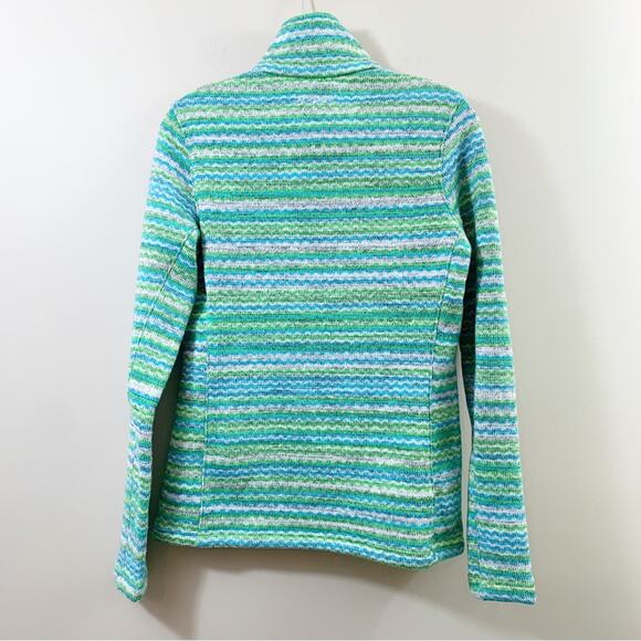 Spyder Striped Knit Fleece Green/Blue/Gray 1/4 Quarter-zip Jacket - Picture 7 of 7